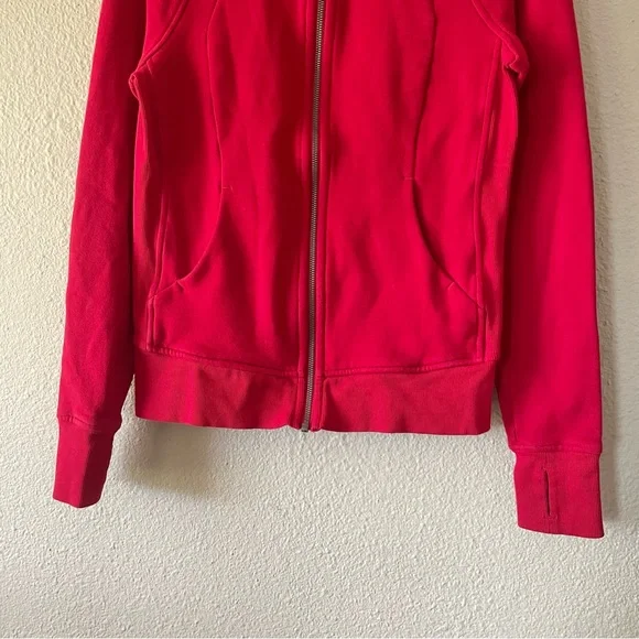 Lululemon Scuba Hoodie Sweater Light Cotton Fleece Womens Size 6 Red Zip Up Cozy - Picture 9 of 16